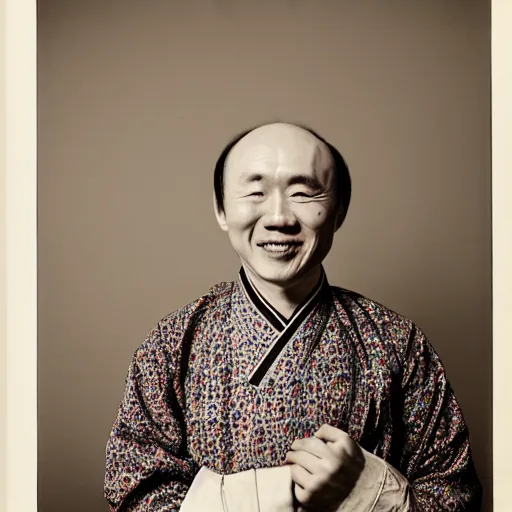 Image similar to realistic photography by araki nobuyoshi of wearing traditional ukrainian shirt designed by taras shevchenko smiling kim chen