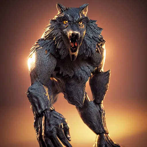 Prompt: werewolf action figure, octane render, highly detailed, intricate, ue 5, stage lighting, lighting