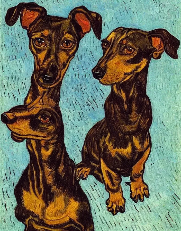 Image similar to Portrait of a dachshund, Vincent Van Gogh