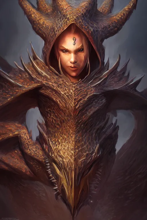 Image similar to epic dragon warlock character design, highly detailed, d & d, fantasy, highly detailed, digital painting, trending on artstation, concept art, sharp focus, illustration, global illumination, ray tracing, realistic shaded, art by artgerm and greg rutkowski and fuji choko and viktoria gavrilenko and hoang lap