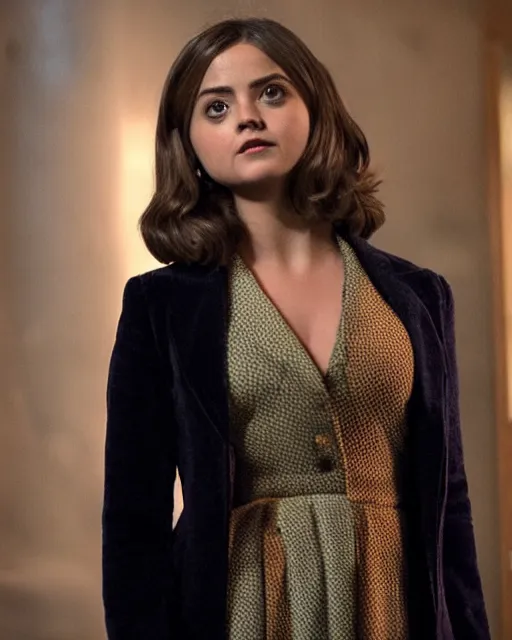 Image similar to Jenna Coleman as the Doctor, velvet frock coat