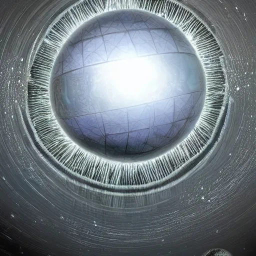 Prompt: dyson sphere around the sun, science fiction, digital art, highly detailed, high quality, high resolution