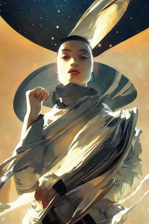 Prompt: space, buddhism, taoism, futurism, painting by greg rutkowski, j. c. leyendecker, artgerm