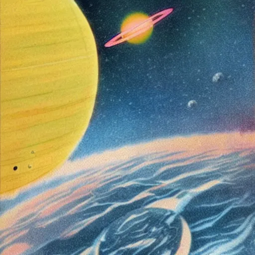 Prompt: rickety space ship hurtling towards the moon, science fiction pulp illustration