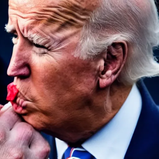 Prompt: joe biden kissing donald trump