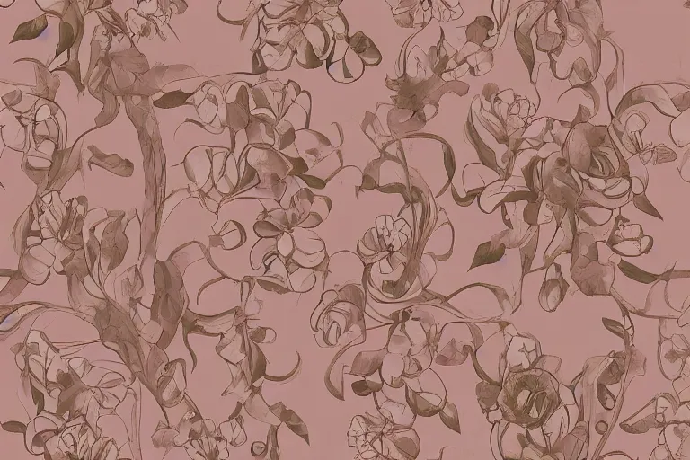 Image similar to elegant pattern of blush toned rustic flowers isolated in a solid background : : art nouveau