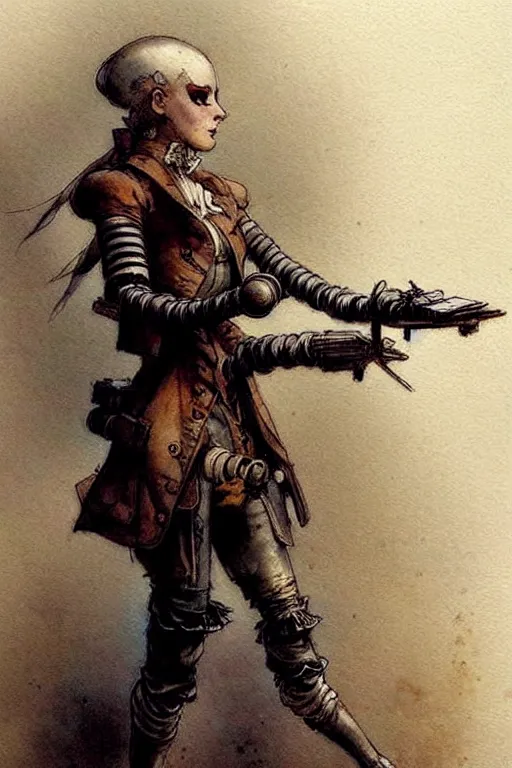 Prompt: (((((2050s servant android robot pirate wench art . muted colors.))))) by Jean-Baptiste Monge !!!!!!!!!!!!!!!!!!!!!!!!!!!