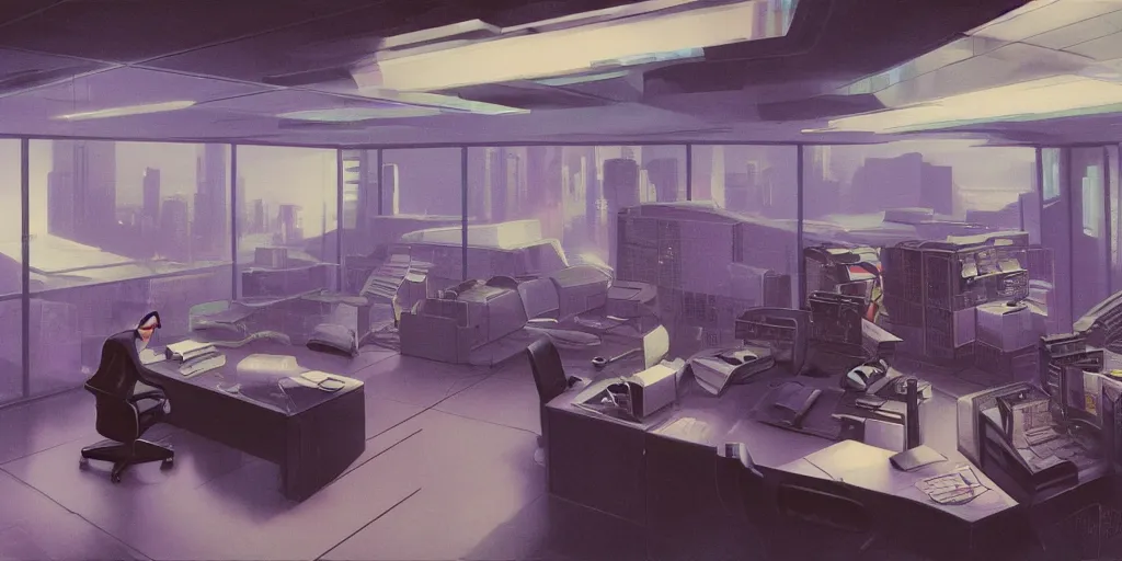 a cyberpunk office interior with huge holographic | Stable Diffusion |  OpenArt