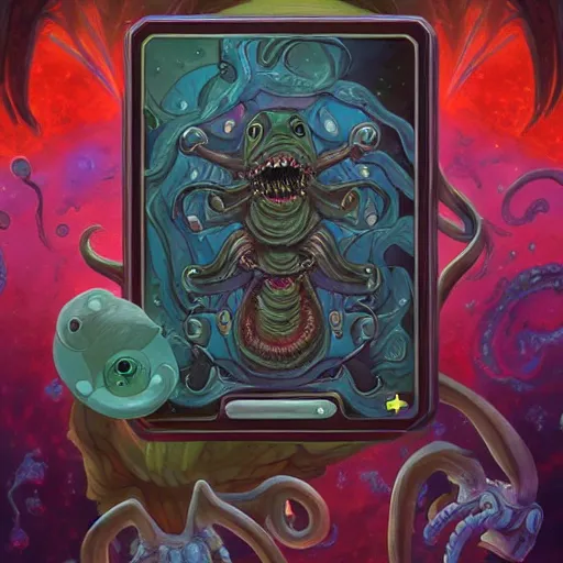 Image similar to cosmic horror, Lovecraftian, pokemon card, detailed, trending on artstation