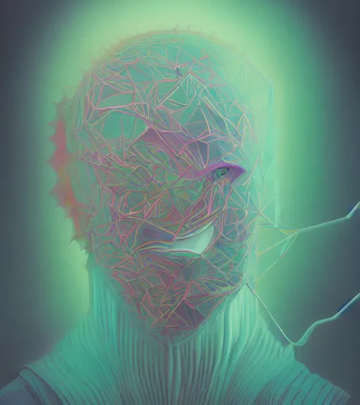 Image similar to ghost by dariusz zawadzki, kenneth blom, mental alchemy, james jean, pablo amaringo, naudline pierre, intricate, contemporary art, glitch, pastel color palette, hyper detailed, rendered in octane