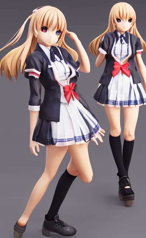 Image similar to Anime school girl figure, unreal engine, highly detailed.