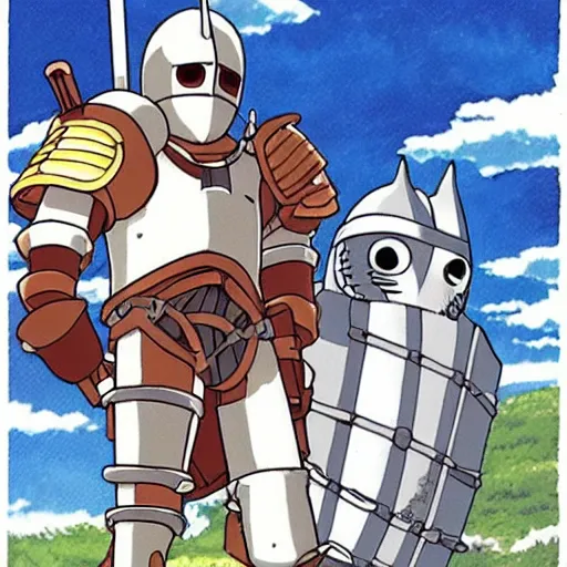 Prompt: a knight in armor studio ghibli