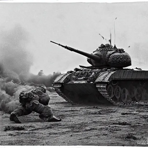 Image similar to lack and white photo Dragons in Battle of Kursk WWII