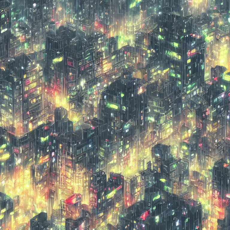 Prompt: beautiful raining anime cityscape, trending on pixiv