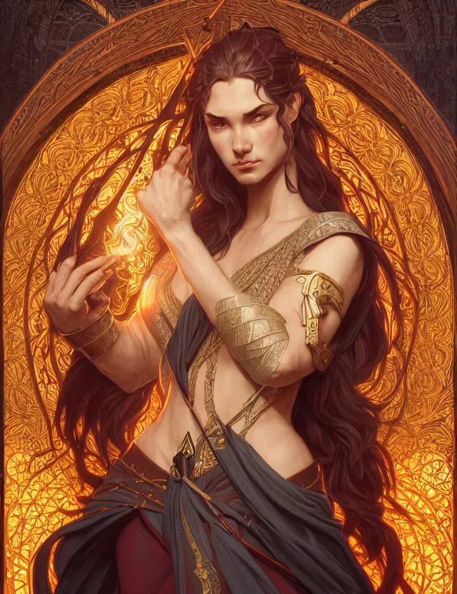 Image similar to symmetry!! intense fanart of a adriana as a mage warrior as acotar protagonist, magic background, intricate, elegant, highly detailed, my rendition, digital painting, artstation, concept art, smooth, sharp focus, illustration, art by artgerm and greg rutkowski and alphonse mucha