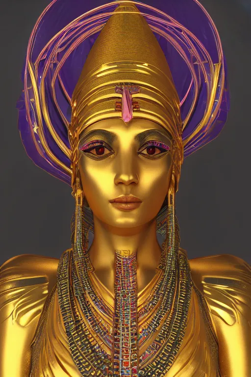 Image similar to a photo of a beautiful egyptian ancient alien woman goddess in jewelery and fractals art nuvo alphonse mucha trending on artstation made in unreal engine 4 octane render in 8 k