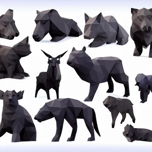 Prompt: low-poly animal 3d model pack