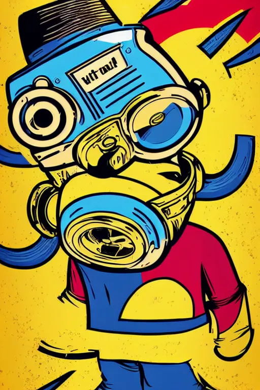 Image similar to fallout 7 6 retro futurist illustration art by butcher billy, sticker, colorful, illustration, highly detailed, simple, smooth and clean vector curves, no jagged lines, vector art, smooth andy warhol style