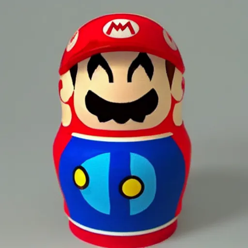 Image similar to photo of russian nesting doll that looks like mario