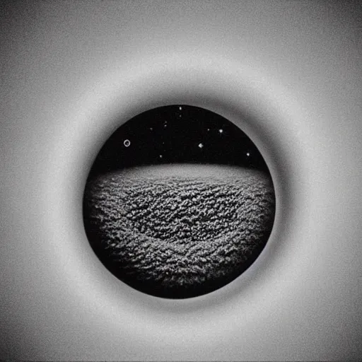 Prompt: by grant wood depressing, tender macro lens. a beautiful conceptual art of a black hole. this hole appears to be a portal to another dimension or reality, & it is emitting a bright, white light. there are also stars & other celestial objects around it.