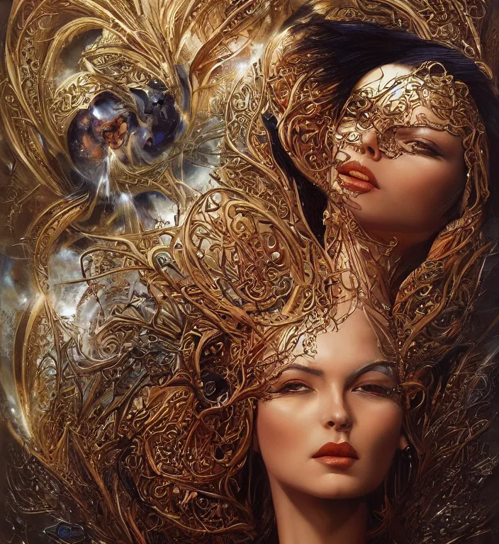 Image similar to a goddess, smooth, coherent, high detailed, by Karol Bak, unreal engine