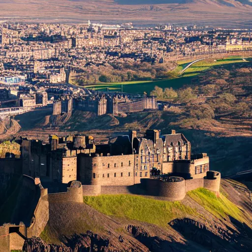 Image similar to aerial photo of edinburgh castle with a desert background