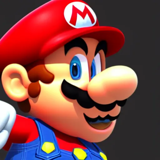 Image similar to 3d render of Mario with long pink hair