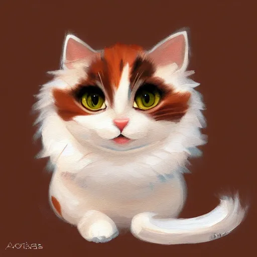 Prompt: cute painting of a round calico cat by apofiss, featured on artstation, pixar