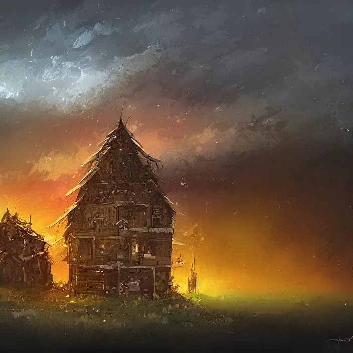 Prompt: a building in a landscape, by anato finnstark