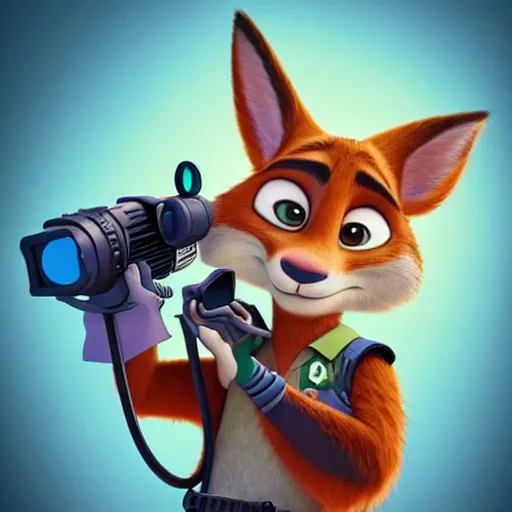 Prompt: “portrait of a cartoon animal, zootopia movie style, pointing a laser gun at the camera, digital art, 4k, award winning”