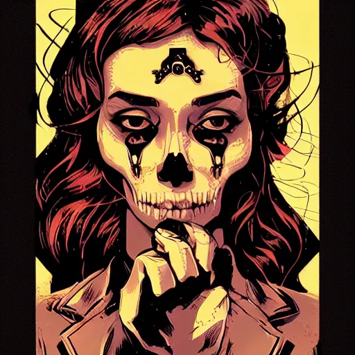 Image similar to portrait skull girl by petros afshar, tom whalen, laurie greasley, jc leyendecker and singer sargent