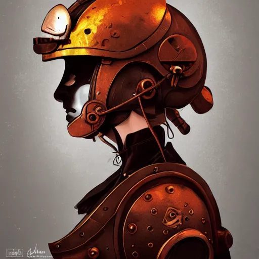 Image similar to steampunk helmet, female warrior, sharp focus, james gilleard, print, game art