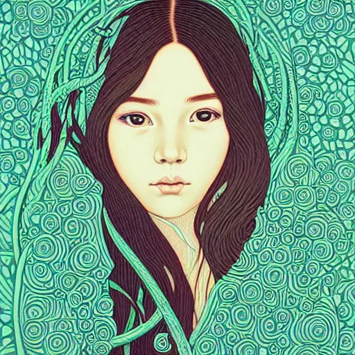 Prompt: beautiful girl portrait by audrey kawasaki