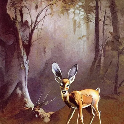 Image similar to bambi by frank frazetta