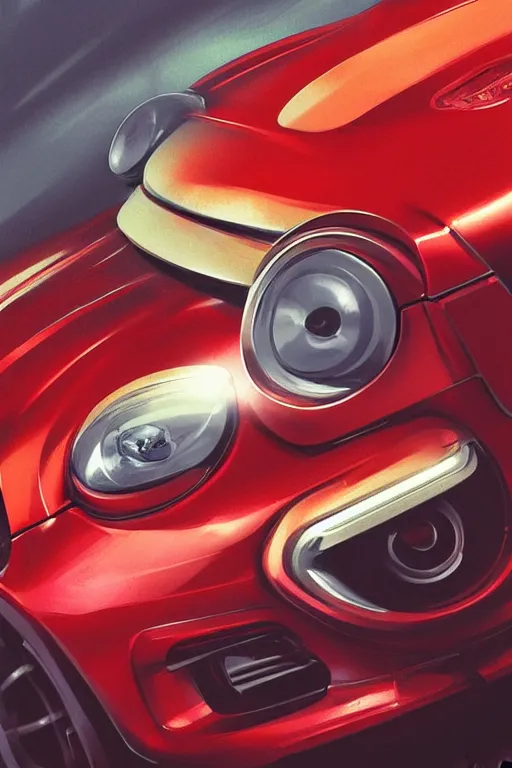 Prompt: Red Mini Cooper car , highly detailed, digital painting, artstation, concept art, smooth, sharp focus, illustration, art by artgerm and alphonse mucha, high definition digital art, in the style of Ross tran and ilya kuvshinov
