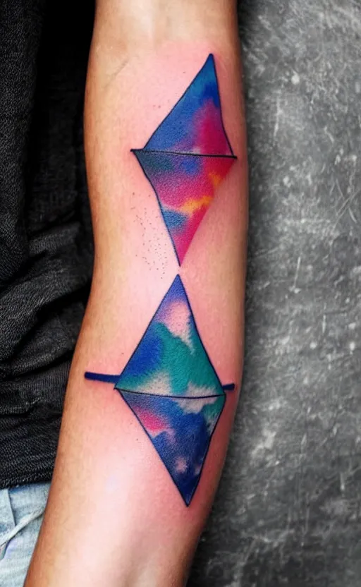 Image similar to watercolor tattoo design of the solar system and triangles