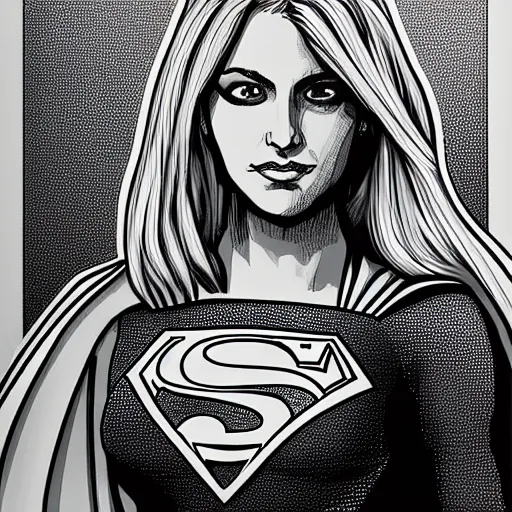 Image similar to detailed portrait of supergirl in the style of da vinci