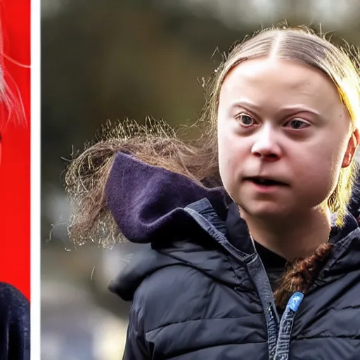Image similar to Greta Thunberg becoming super Saiyan 4 over a flaming garbage and tire mountain 8k