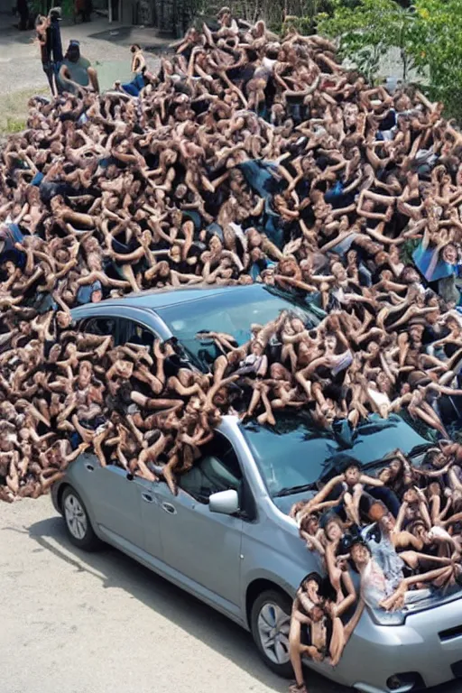 Image similar to car made of people