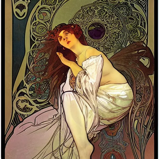 Image similar to Dream by Alphonse Mucha