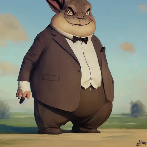 Prompt: big chungus as mr. bean painted by greg rutkowski, wlop