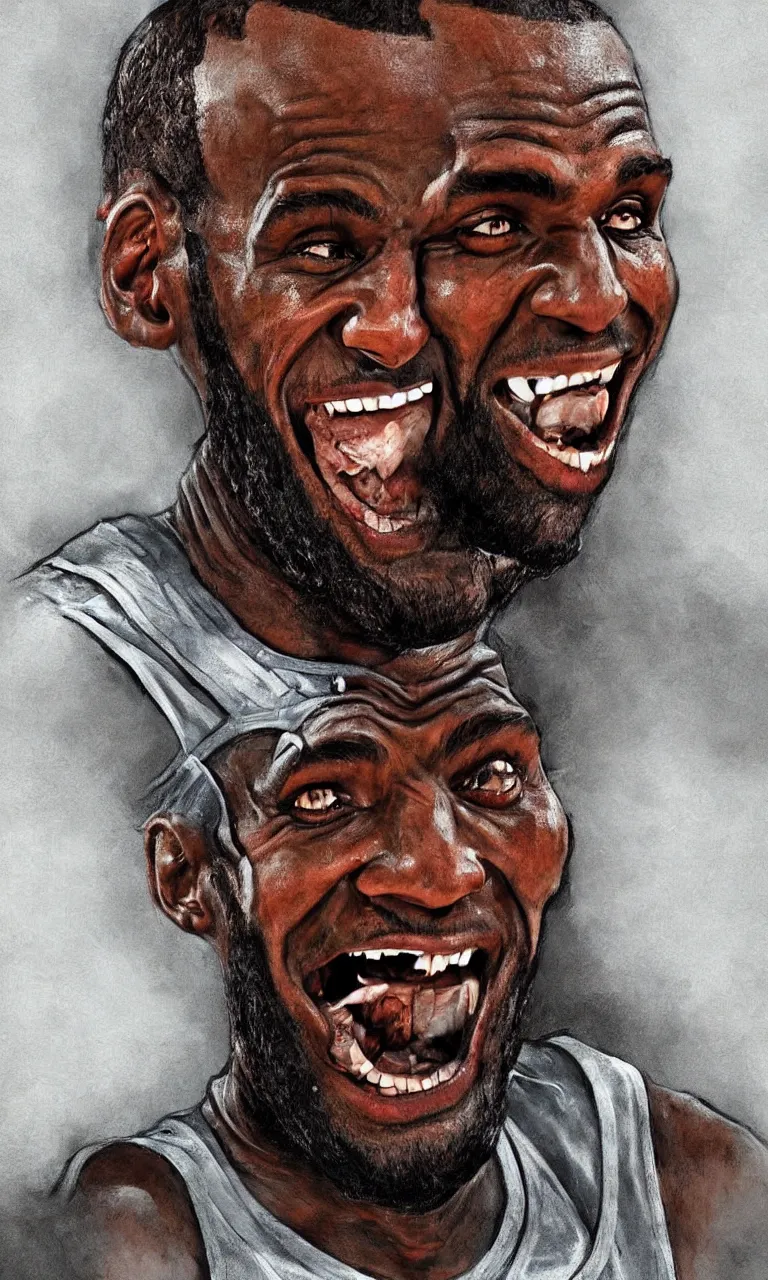 Prompt: a detailed digital art portait of angry undead lebron james, art by norman rockwell, pixar style