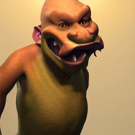 Image similar to portrait of funny troll, unreal engine render, volumetric light, high détail