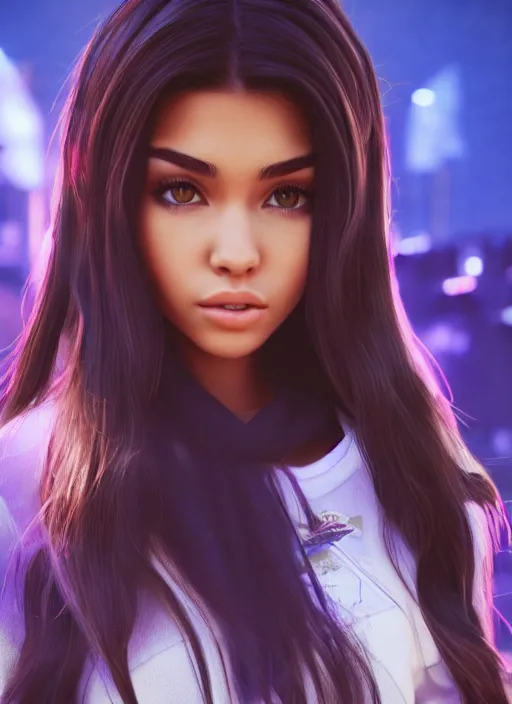 Image similar to Madison Beer as a video game character, digital art, unreal engine, unreal engine render, blender render, render, 4k, coherent