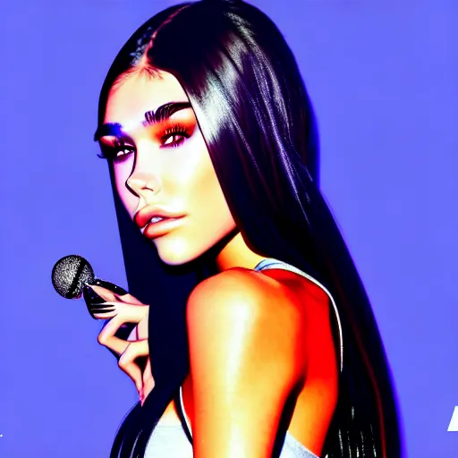 Image similar to madison beer a an intergalactic popstar dancing on a planet, render, blender render, unity render, 4 k wallpaper, art station trending, artstation 4 k coherent, coherent, 4 k, detailed, hyperdetailed, artifact - free, completely coherent, sharp, madison beer