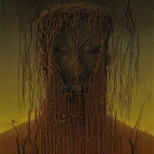 Image similar to a surrealist painting by zdzislaw beksinski, cgsociety, pop surrealism, surrealist, dystopian art, cosmic horror