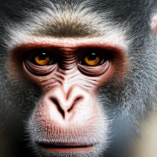 Image similar to a hyperrealistic portrait of a monkey covered with pox, hives, bumps, highly detailed, octane render, national geographic wildlife photo