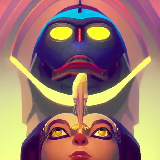 Image similar to Portrait of Horus, egyptian god, mattepainting concept Blizzard pixar maya engine on stylized background splash comics global illumination lighting artstation lois van baarle, ilya kuvshinov, rossdraws