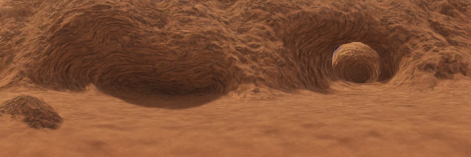 Prompt: planet Dune, sand worms, realistic, hyper detailed, 4K