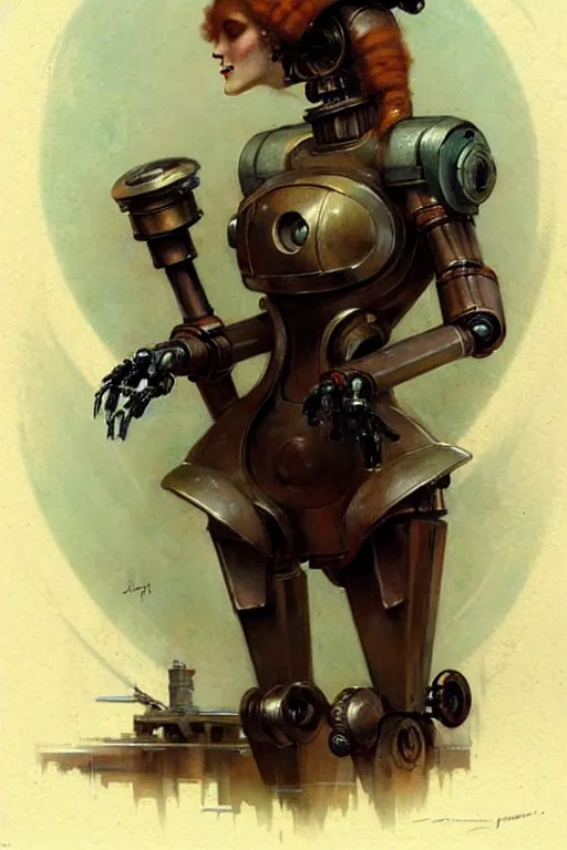 Image similar to (((((2050s art deco servant android robot pirate wench art . muted colors.))))) by Jean-Baptiste Monge !!!!!!!!!!!!!!!!!!!!!!!!!!!